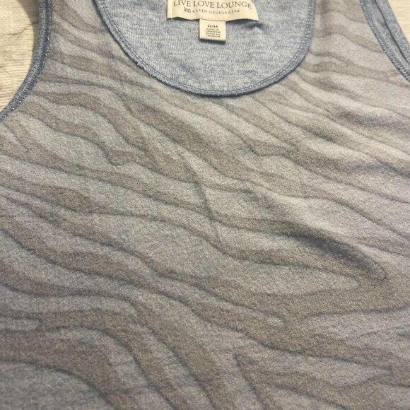 Live Love Lounge Zebra Print Karen Neuburger Tank Top Shirt Size Medium Blue - Picture 8 of 8
